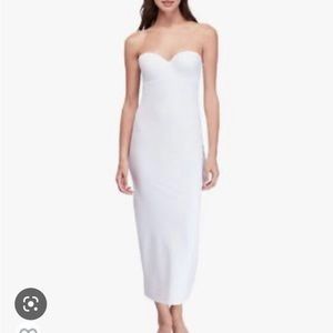 Long white strapless bra slip 34D
